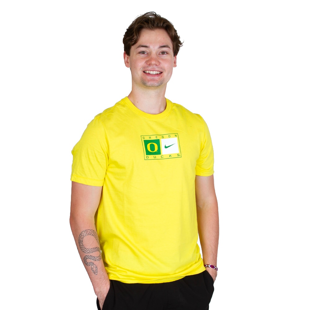 Classic Oregon O, Nike, Yellow, Crew Neck, Cotton, Men, Basic, T-Shirt, 926403
